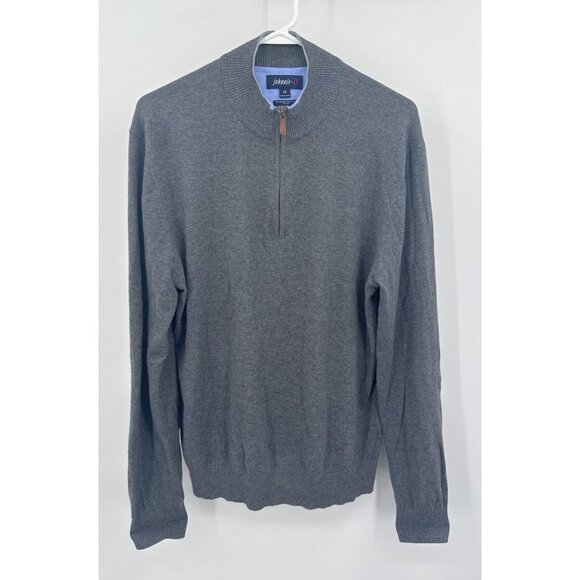 Johnnie O Sully Pullover Mens Sz M Gray 1/4 Zip Golf Soft Double Knit - Picture 1 of 4